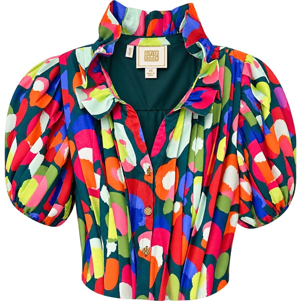 Emily McCarthy Colorful Rowan Dress with beautiful ruffled collar-XS